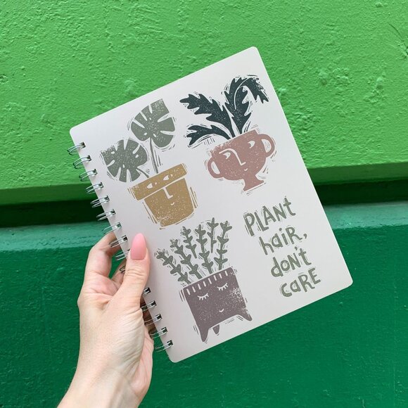 Plant Hair Don't Care Spiral Notebook | Art on Both Sides | 9" x 7" | 120 Lined - Picture 3 of 7